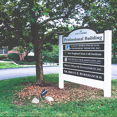 Professional building sign with business names