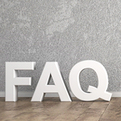 block letters that say “FAQ” against gray wall